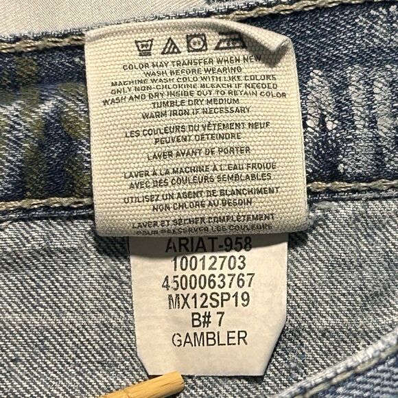 Ariat M5 Gambler Slim Straight Jeans Mens 34x30 Medium Wash 100% Cotton - Picture 9 of 15